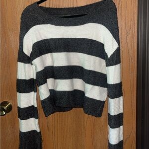 Ruby Moon Black and White Crew Neck Sweater